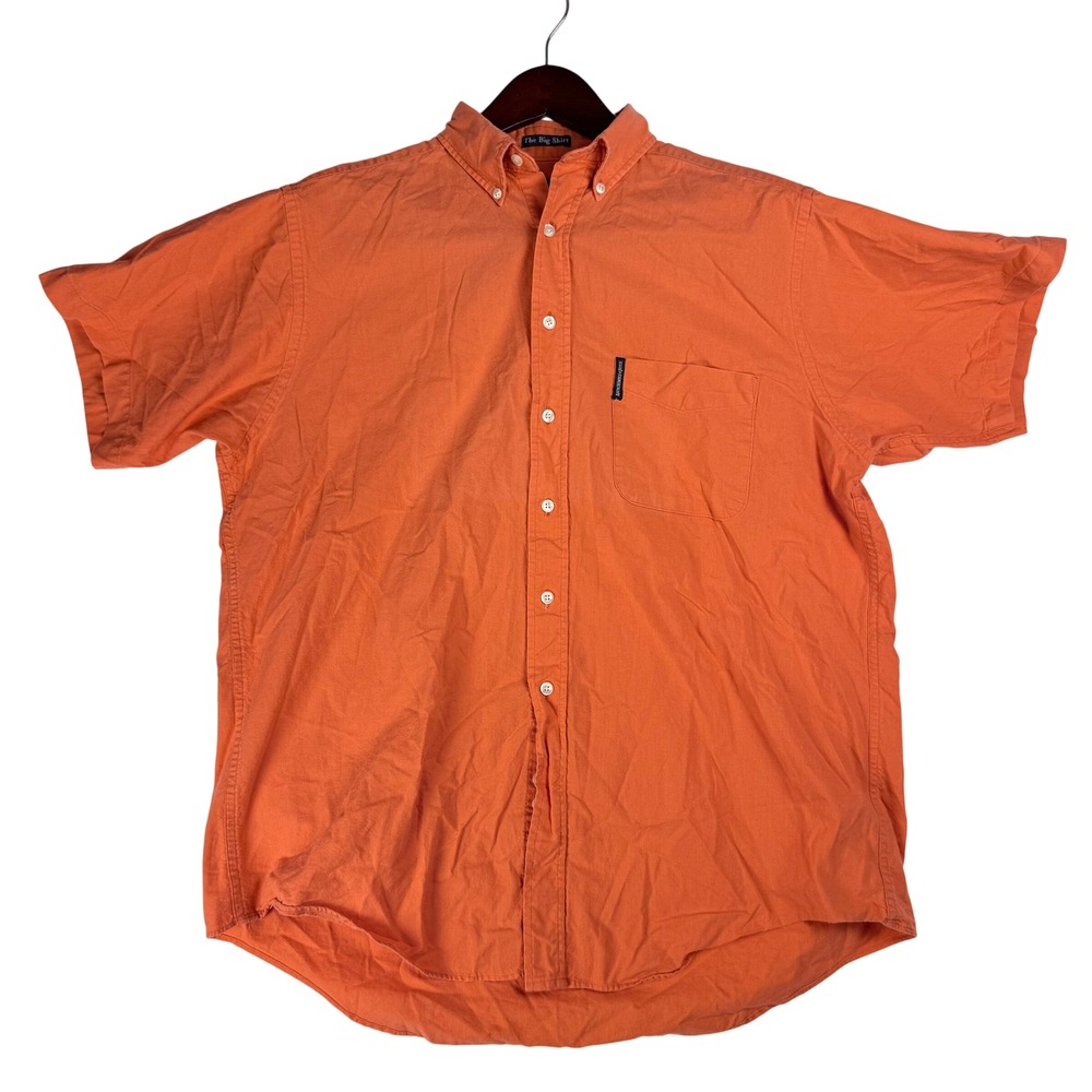 Abercrombie & Fitch Big Shirt Mens M Orange Short Sleeve Cotton 90s Vintage